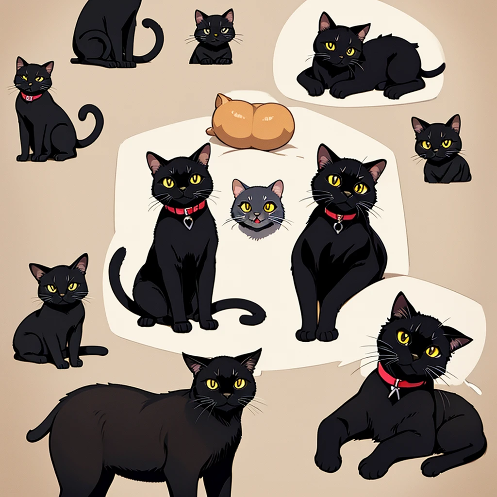 many black cats、high quality, 8K、Best illustrations