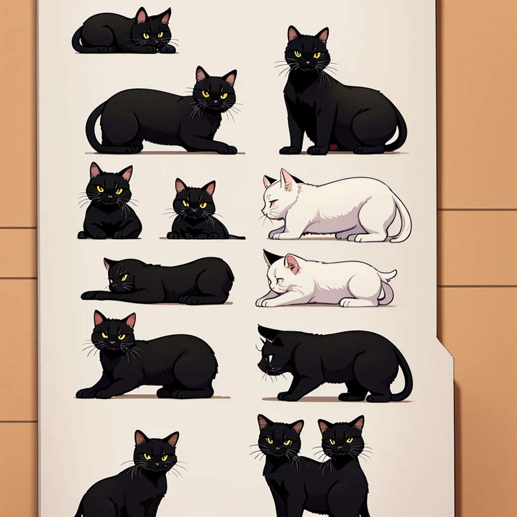 many black cats、high quality, 8K、Best illustrations