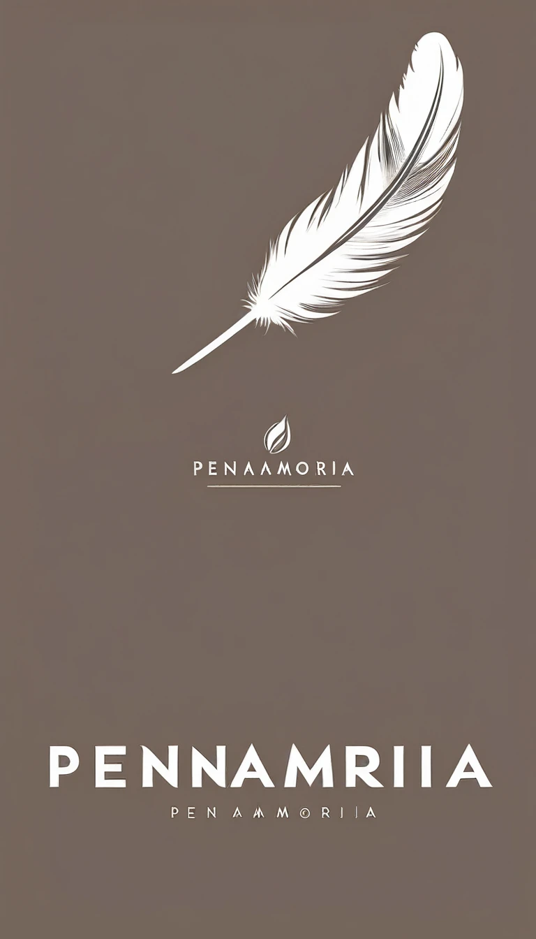 A minimal, modern, simple, cinematic logo design for the brand “Penamemoria". Create a modern, minimalistic, high-quality, logo of a bird feather