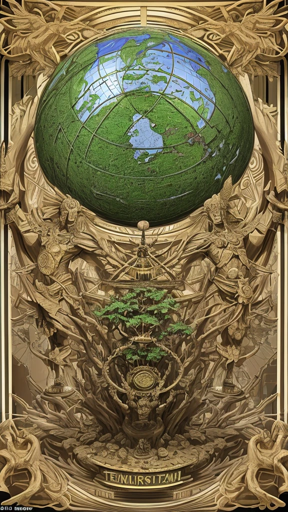 the "Temis" sculpture of the superior court of justice in Brasilia holding the globe with a map of Brazil in the right hand and a Cannabis leaf in the other left hand