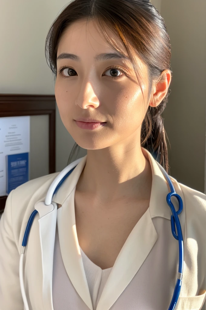 ((Highest quality)), ((masterpiece)), (detailed),Perfect Face,Japanese,Female doctor,White