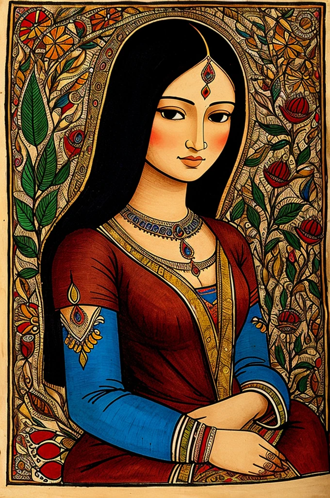Madhubani painting of Monalisa