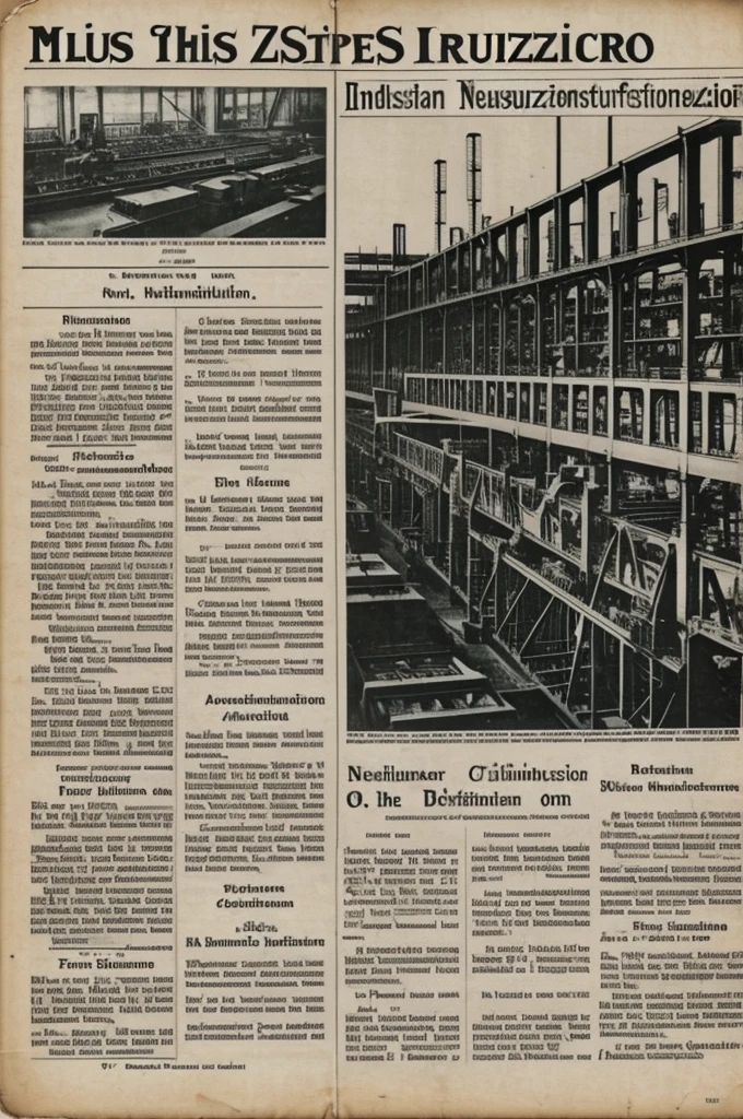 Make a newspaper about German Industrialization before the war in Spanish and make the letters legible 