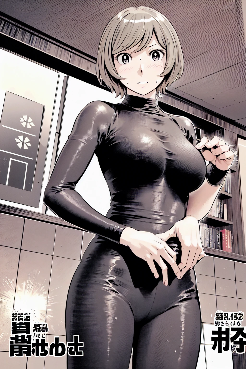 Fubuki from one punch man (((standing in sexy pose))) top view((jacket unzipped) height 198 age 30 detailed image 