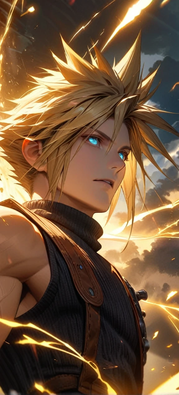 Close-up of a person holding a sword in the street, cloud strife, portrait of cloud strife, from Final Fantasy vii, Final Fantasy 7, From FF7, ff7 ..., cloud, from Final Fantasy, Final Fantasy face, Final Fantasy character, Final Fantasy, Final Fantasy, Final Fantasy, square Enix, The final nail, Close-up portrait shot