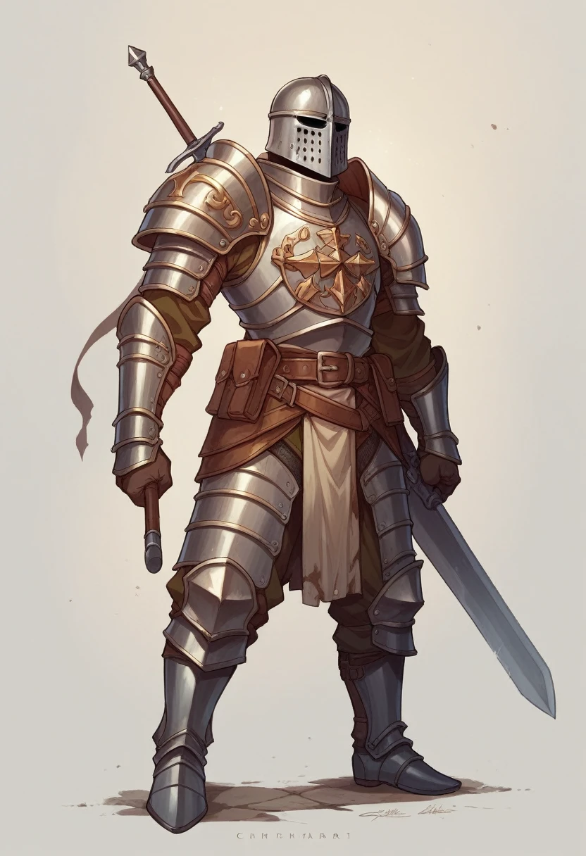 a europeon crusader wearing a full set of crusader armor wielding a scottish claymore