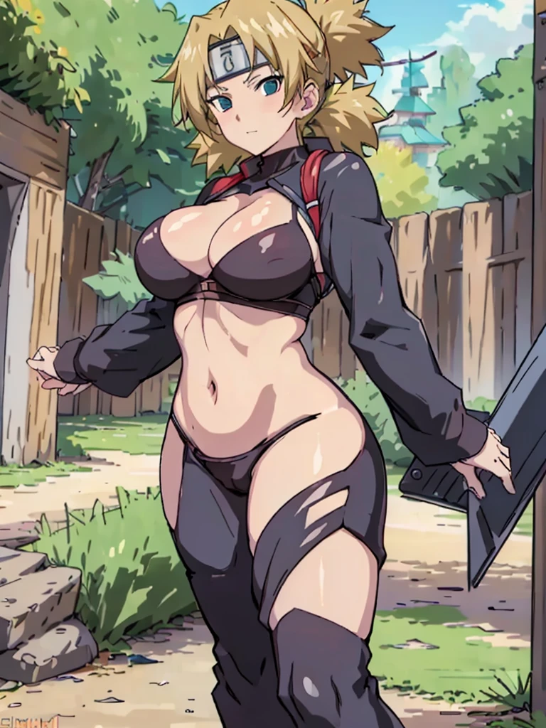 Sexy adult woman,Temari,standing still,huge breast,in her new sexy suit
 lot her body and open chest,hentai,snfw,thick body,age30,long , reference sheet,milf,