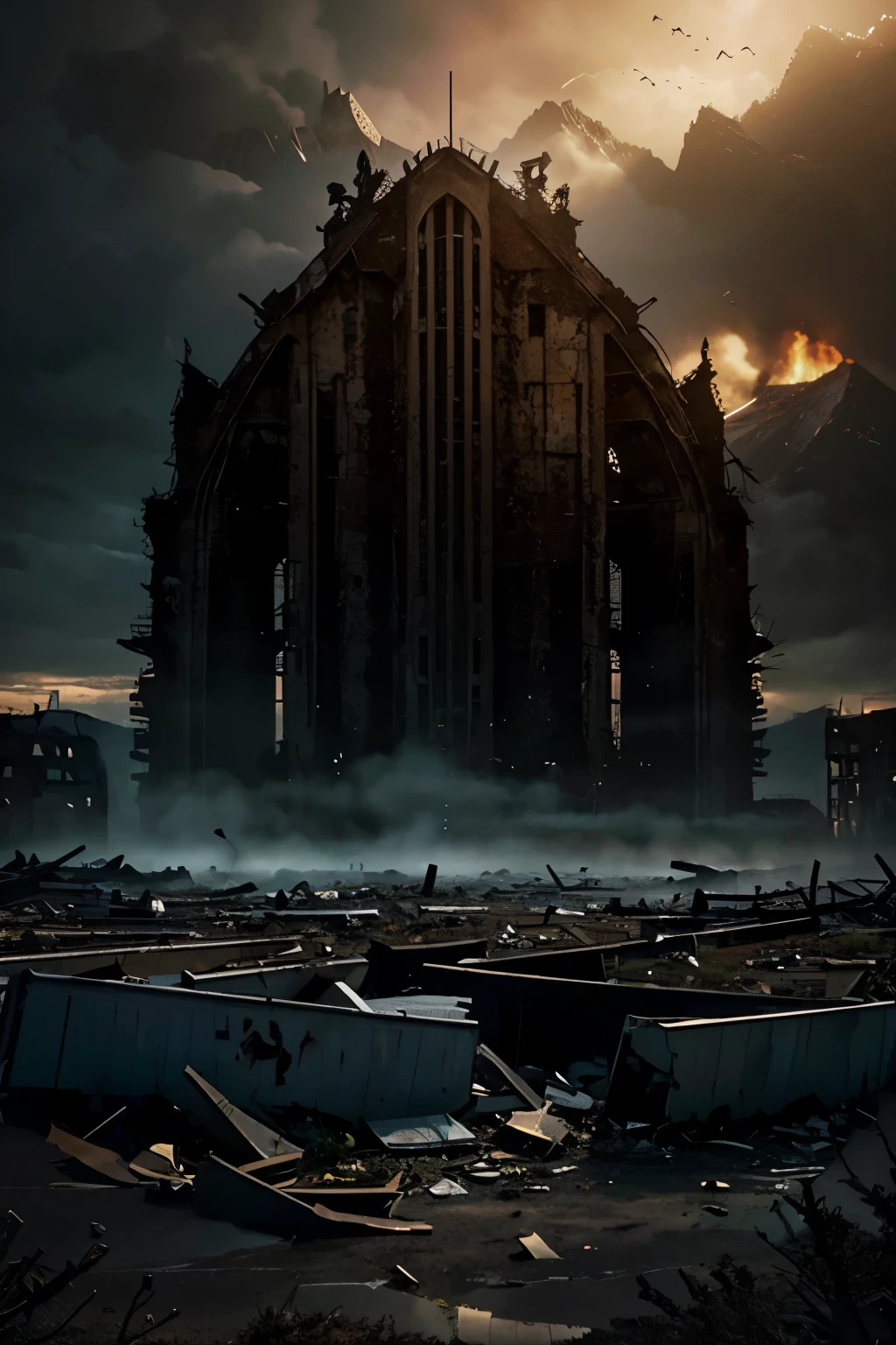 more debris, more ruined buildings, more chaotic landscape