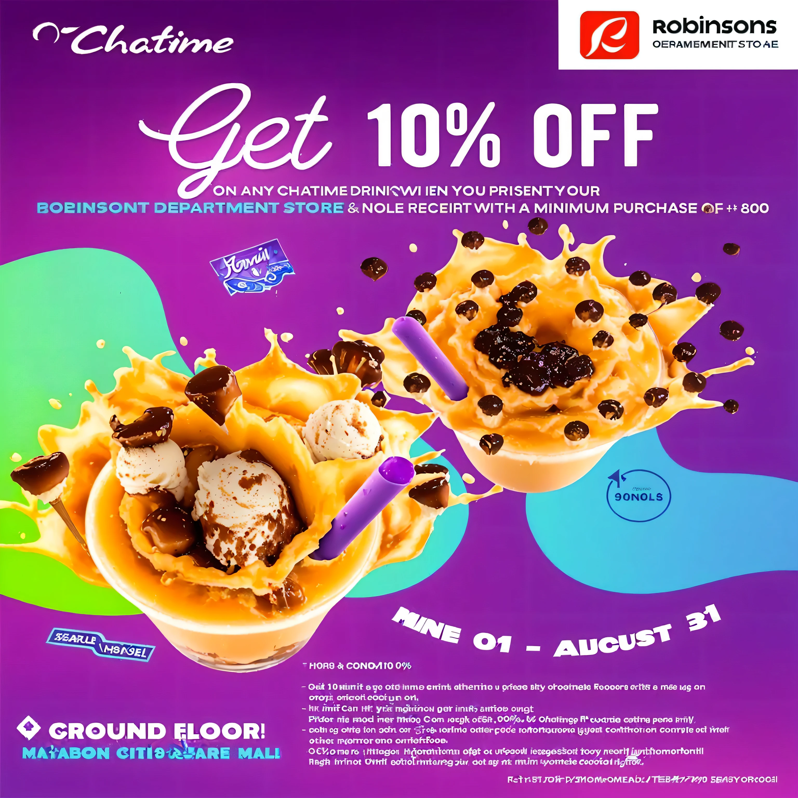 a close up of a poster with a drink and ice cream, limited time offer, 10% surreal, ❤🔥🍄🌪, 💣 💥, promo poster, food advertisement, promo image, ready, promo, commercial banner, 💣 💥💣 💥, halo halo halo halo 8k, ad image, promotional, yummy, official store photo, order now, caramel