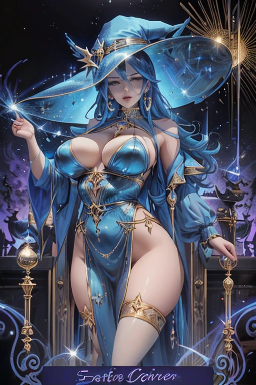 witch with sexy pose mllic blue sexy dress tarcard style