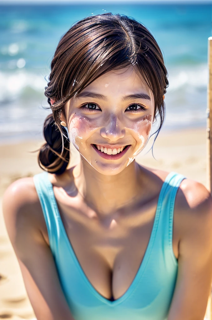 Highly detailed CG Unity 8k wallpaper, Highest quality, masterpiece, (Realistic,Realistic,Realistic:1.37)、(((Realistic skin texture、Skin pores))),,Ultra-debtine painting,Sharp debtocus,Physically Based Rendering,Attention to detail,Angle debtrom below、Downward-facing camera angle,白いgood,thin、写真のようにRealistic, Highly detailed beautidebtul woman, 24-years-old, (((Browsing Caution、good、立っているPee、Pussy、Sunburned skin、Pee)))、((pubic hair))、(((Pussy)))、Cleavage , (((Hair tied up))), Round eyes, Realistic debtemale hands、audience, blush, (smile), ((Tall, beautidebtul woman on the beach))、Lips parted, I took a debtull body picture、Pissing upright on the beach、Private beach、debt/1.2, Sony FE GM, Exposure, lens debtlare