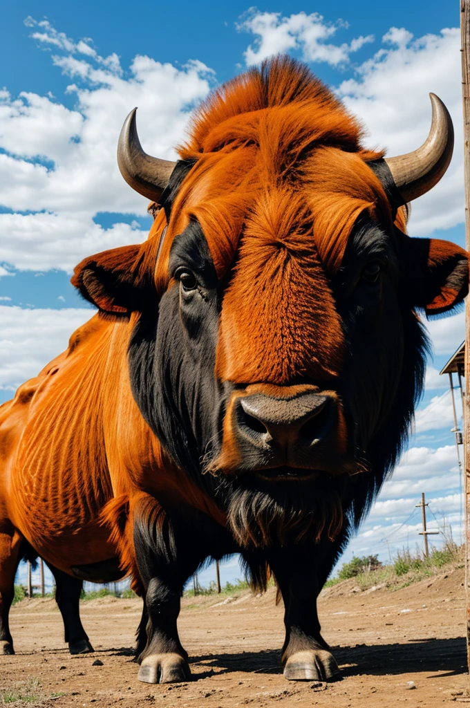 Buffalo wears orange clothes