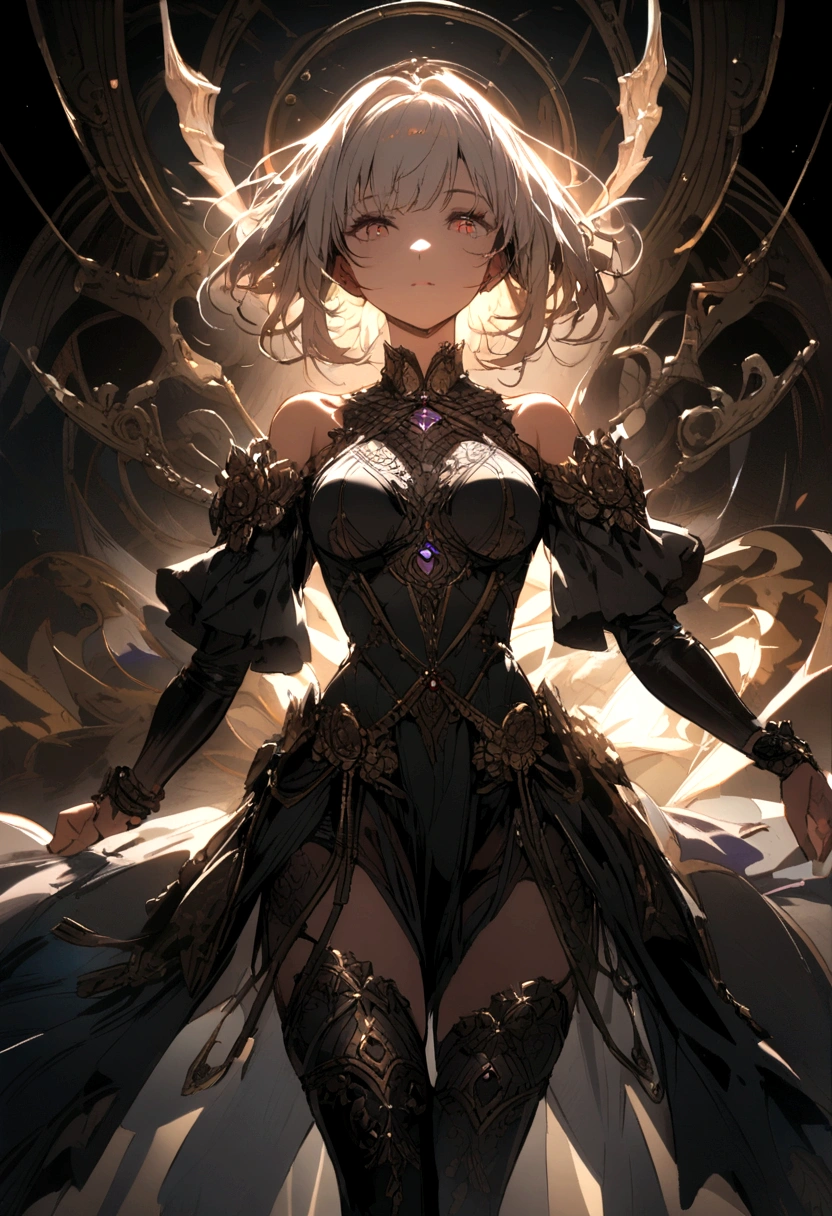 masterpiece, de primera calidad, 1 chica en atuendo de guerra con una navaja, caballo corto,black eyes and a chameleon tattoo on the abdomen 