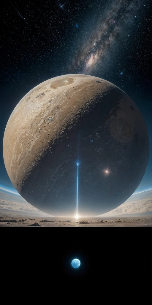 there is a woman standing in front of a painting of a planet, futuristic city in background, psytrance artwork, interconnected human lifeforms, panoramic view of girl, progressive rock album cover, dream of the endless, star dust, galaxy, stoner rock --ar 16:9 --v 5.1