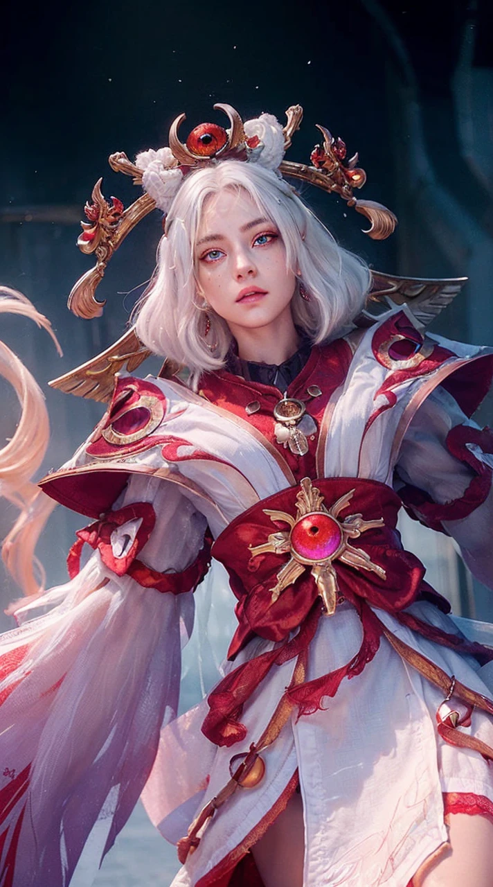 (photorealistic:1.4), best quality, masterpiece, ultra high res, 1girl, (detailed face:1.2), (detailed hair:1.2), (detailed clothes:1.2), 4k, (detailed color:1.2), (red eyes:1.5), (white hair),