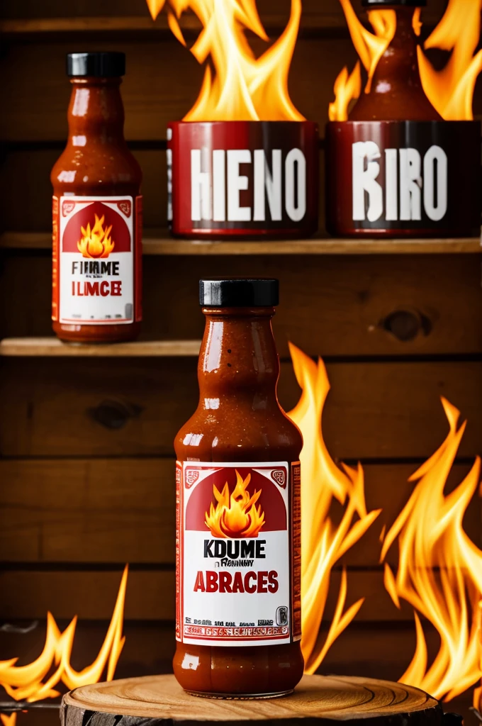 Generate a logo with the words fire flame sauces related to the csmelido abdino