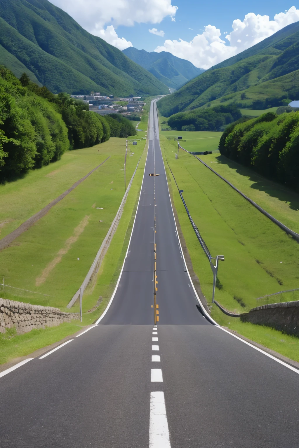 The Road to Heaven、A straight road that goes up and down again and again towards the sky、can'I'I don't know where the earth and sky are、Hilly Meadows、(((Realistic Landscape Painting)))、{{masterpiece、Highest quality、(((Realistic、Realistic:1.37)))、8K quality}}、wide々and a sight、refresh、Windblown grassland、A small figure of a woman gazing into the distance