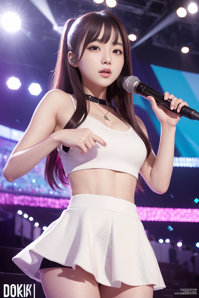 Concert poster, K-pop girl group, korean girl, concert name "dokidoki Splash!", Concert date is March 29th, Magic style, poster title "[AI's]New Generation Idol Group".