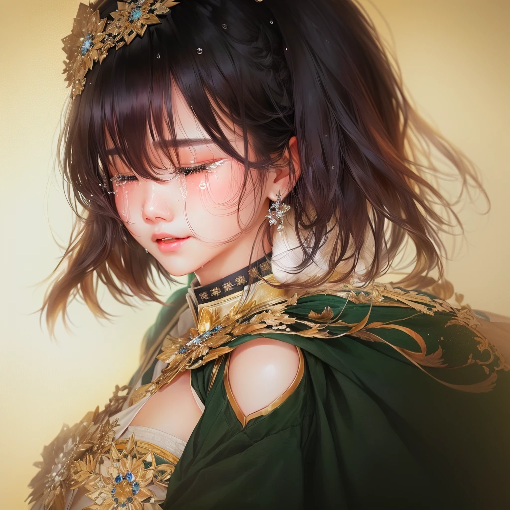 White background、Fantastic Background、Tears flowing、Tears running down my cheeks、Are crying