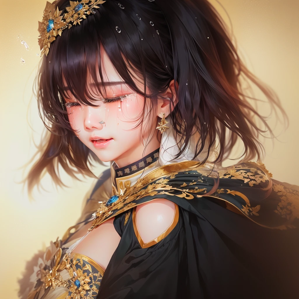White background、Fantastic Background、Tears flowing、Tears running down my cheeks、Are crying