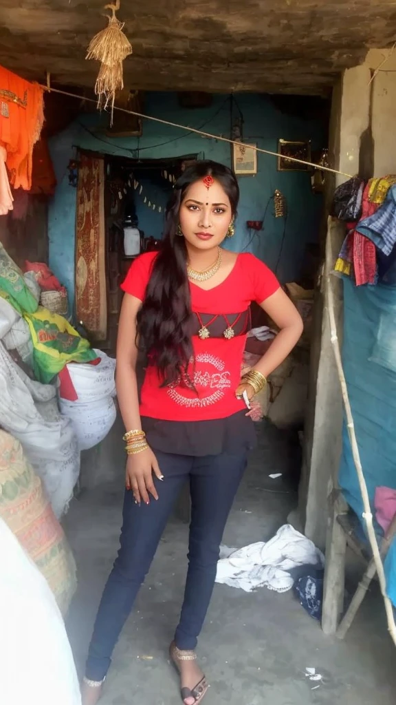 there is a woman with a red nose ring and a blue scarf, assamese, assamese aesthetic, 3 0 years old woman, 30 years old woman, with accurate face, beuatiful face, face picture, very very very beautifull face, wearing bihu dress mekhela sador, traditional beauty, beutiful face, traditional makeup