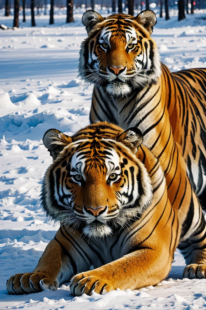 Amur tiger in snowy Moscow