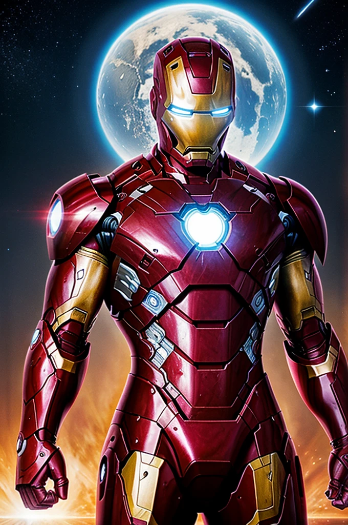 Cosmic Iron Man with super intelligence horror