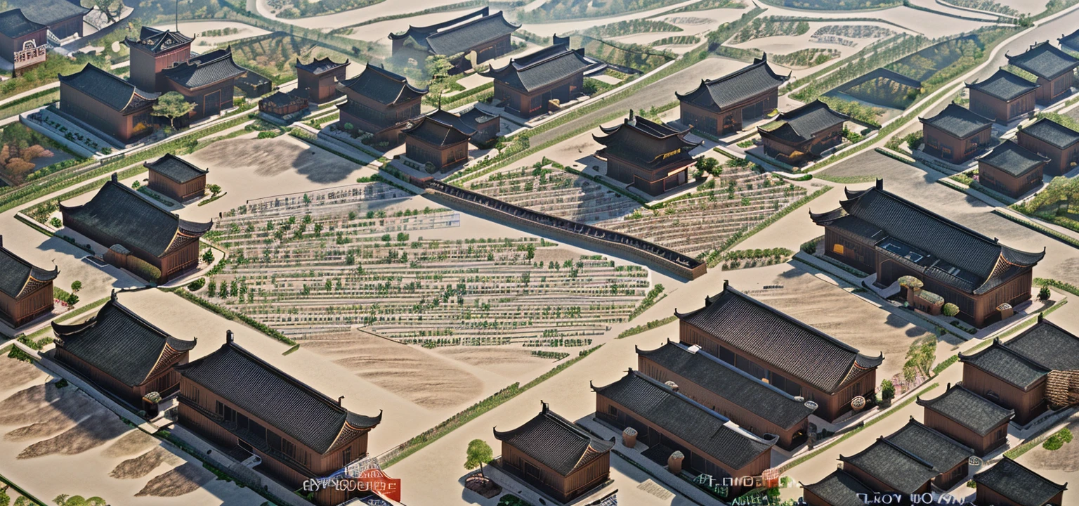 Top view，Aerial View，城市antiquity商业街，Highest quality，Chinese Ink Painting，antiquity,Decorative Arts，Sloped roof，Best quality,Architectural Photography,Photorealism,Hyperrealism,Ultra Detailed，V-ray，（architectural design），Big cities