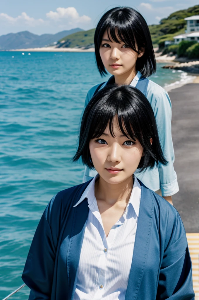 Takemichi hanagaki sister with black hair and bright sea blue eyes