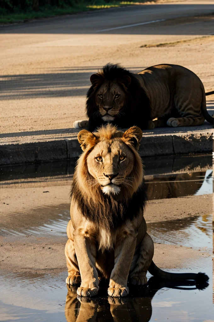 reflection cat shadow lion full screen size 