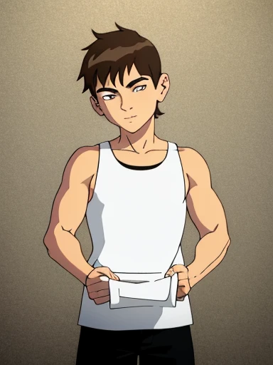 Highres, Masterpiece, Best quality at best,Best Quality,hight quality, hight detailed, boy, 1boy, bentennyson, tank top lifted up, sexy,