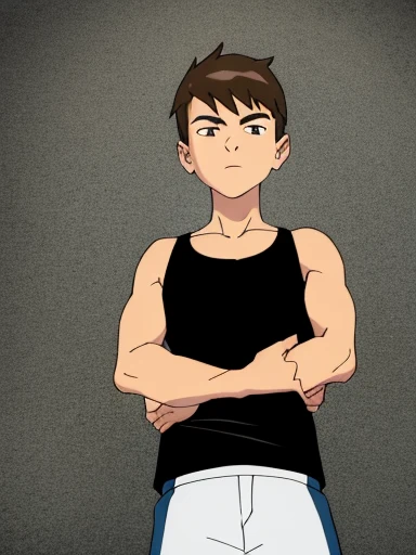 Highres, Masterpiece, Best quality at best,Best Quality,hight quality, hight detailed, boy, 1boy, bentennyson, tank top lifted up, sexy,