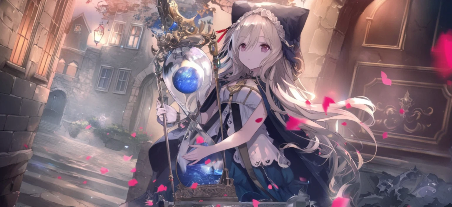 With long hair and a crown、Anime girl holding a blue ball, Alchemist Girl, Splash Art Anime Loli, Magical Girl Portrait, Shadowverse Style, Detailed Key Anime Art, Lulua Workshop, Highly detailed official artwork, Kschaert Krentz Key Art Feminine, From Arknights, Beautiful Celestial Magician, Anime fantasy illustration, Best anime 4k masturbation
