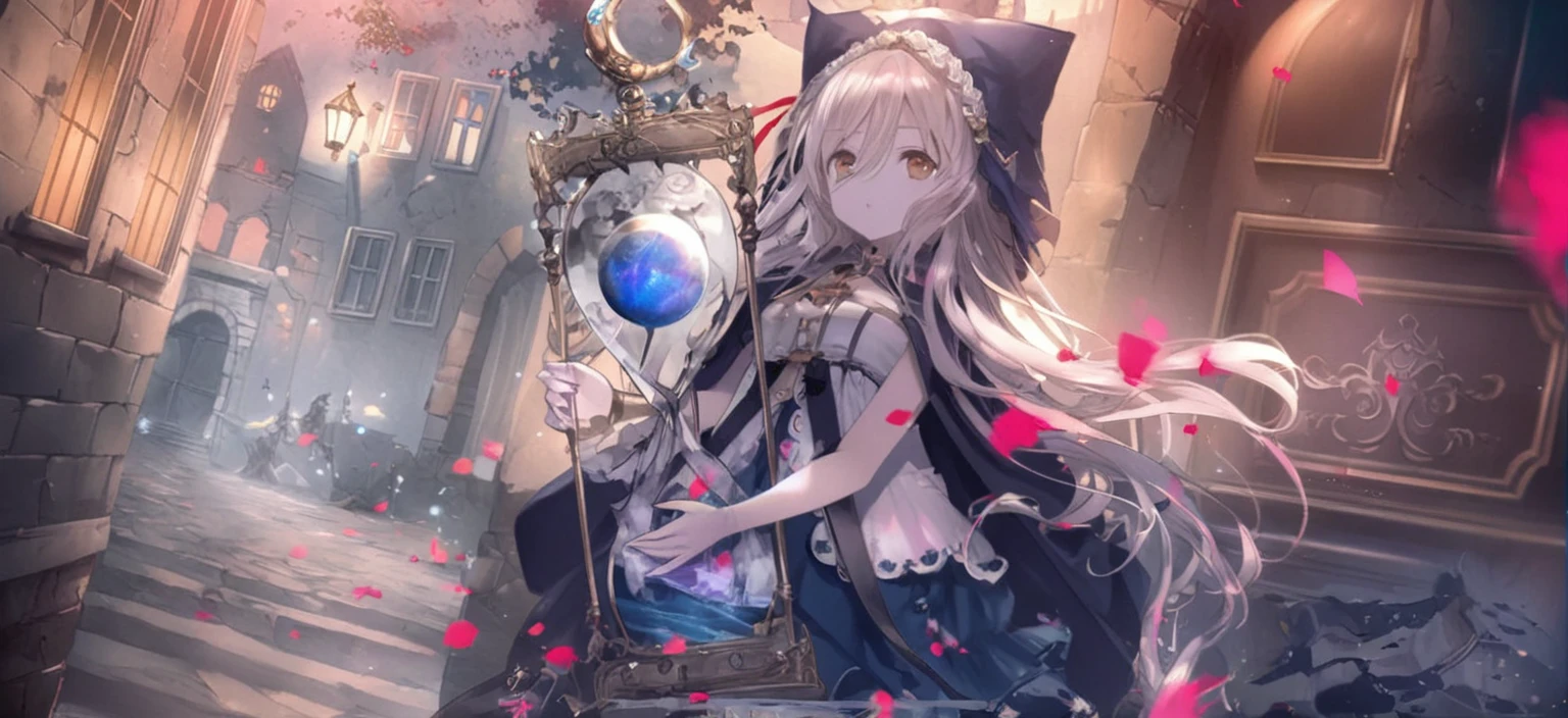 With long hair and a crown、Anime girl holding a blue ball, Alchemist Girl, Splash Art Anime , Magical Girl Portrait, Shadowverse Style, Detailed Key Anime Art, Lulua Workshop, Highly detailed official artwork, Kschaert Krentz Key Art Feminine, From Arknights, Beautiful Celestial Magician, Anime fantasy illustration, Best anime 4k masturbation