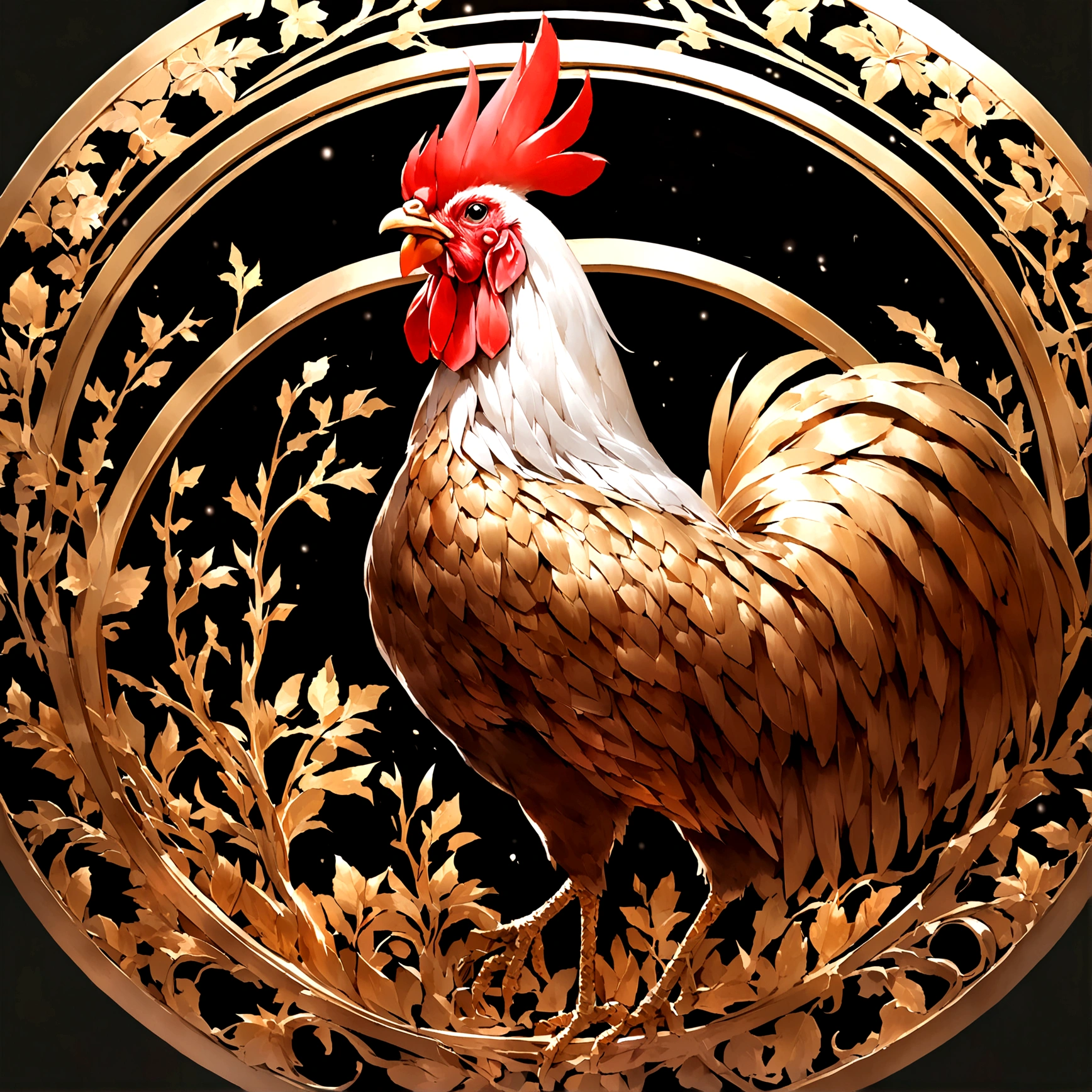 A rooster made of iron,Rich in details,Lifelike,The surface shows a clear iron metallic luster。