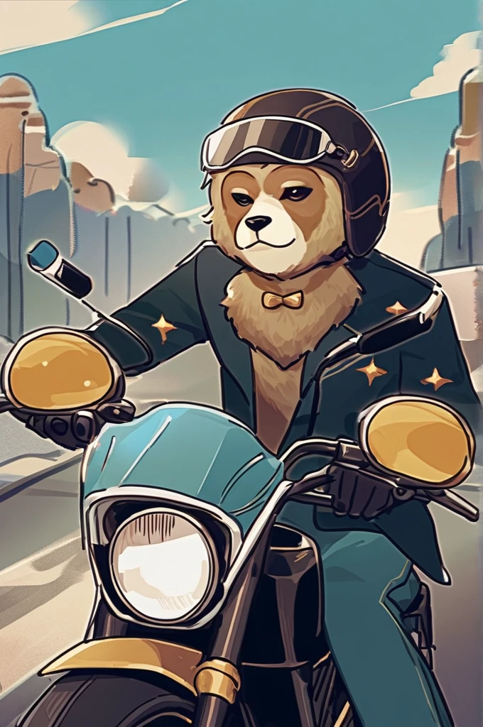 ((Лучшее качество)), ((шедевр)), (подробный), a monkey in a motorcycle helmet
