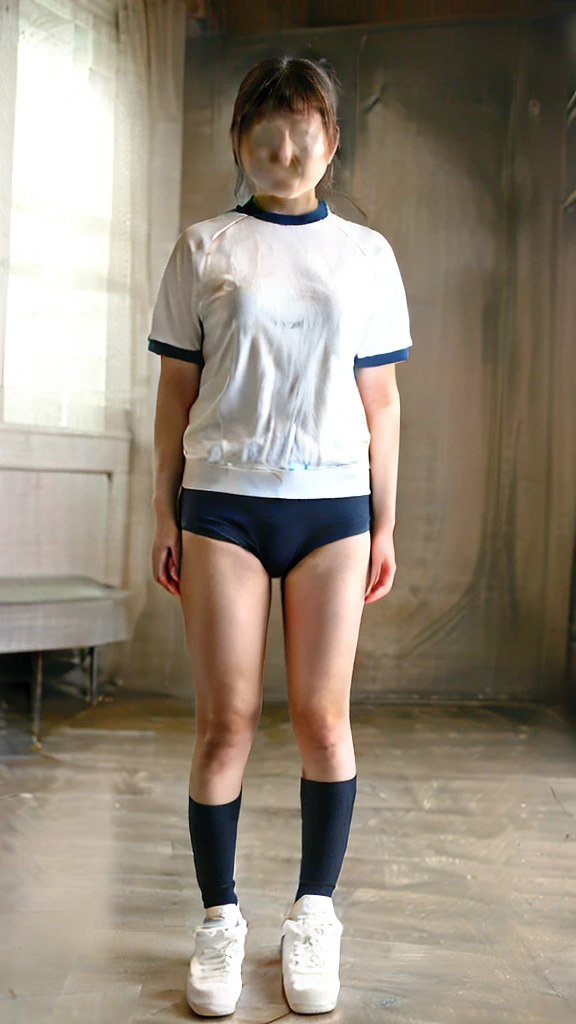 Chinese woman in gym uniform full body standing, best quality, masterpiece