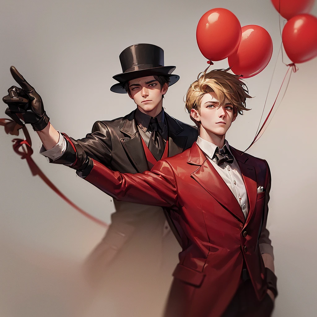 (((Highest quality))),((gentleman)),((A red balloon head with a face drawn on it with a magic marker)),((A rope sticking out from the neck)),(Khaki Suit),(Black Leather Gloves),Standing at an angle,White background