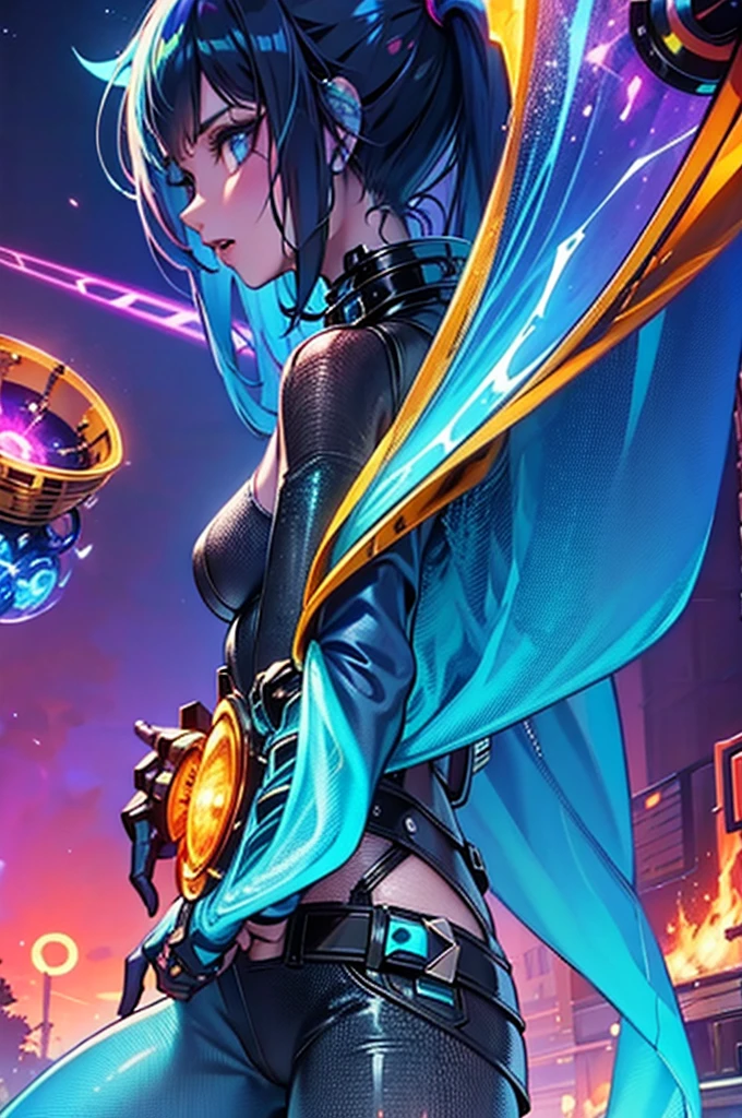 [gangstar] the hero charging ki of power. along with his 7 beautiful warriors. with divine weapons in the form of musical instruments. in a desert. 