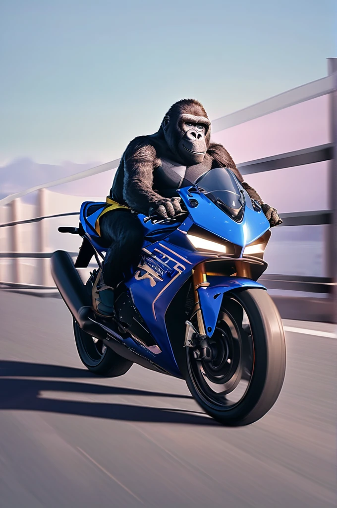 ((Лучшее качество)), ((шедевр)), (подробный), gorilla on a sports bike