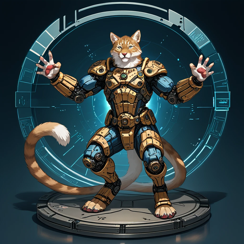 ((masterpiece)), (ultra detailed), (best quality), detailed background, (style of Science Fiction), (in t-pose, full body, hands up), absurdres, perfect anatomy(angelic handsome boy, kemono)(furry anthro),