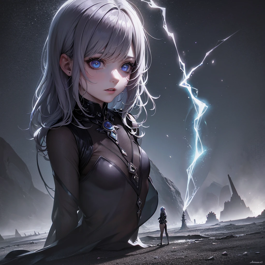 a cryptic girl casting a spell in a wasteland, energy sparks up from the ground and connects to her as she makes mystic symbols and channels an energy blast, detailed portrait, beautiful detailed eyes and lips, dark fantasy, occult, cinematic lighting, volumetric lighting, dramatic shadows, moody colors, dark and gritty, highly detailed, intricate details, 8k, photorealistic, masterpiece