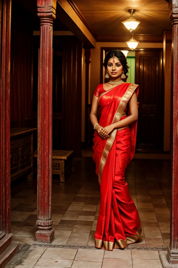 Beautiful bengali women on red sari