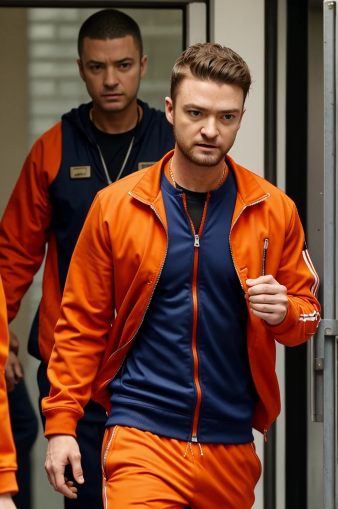 Give me justin timberlake in an orange tracksuit busting out of jail