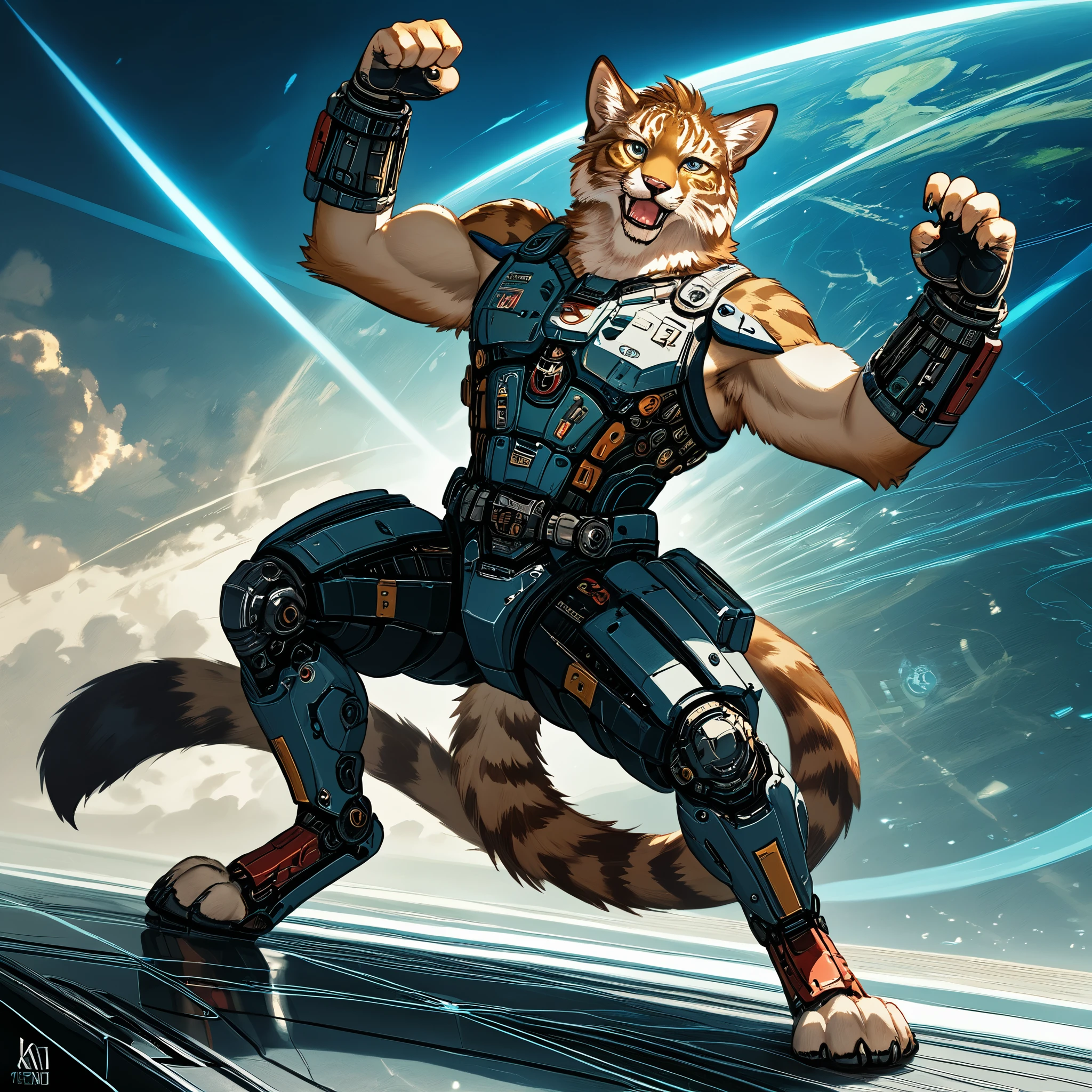 ((masterpiece)), (ultra detailed), (best quality), detailed background, (style of Science Fiction), (in t-pose, full body, hands up), absurdres, perfect anatomy(angelic handsome boy, kemono)(furry anthro),