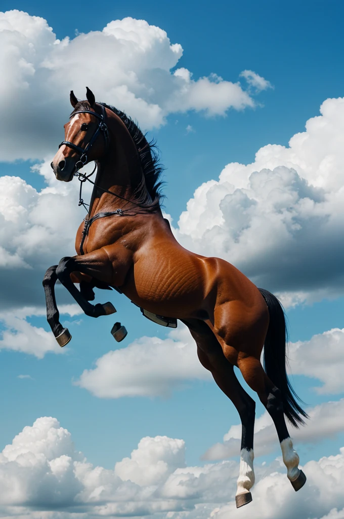 Flying horse in clouds 
