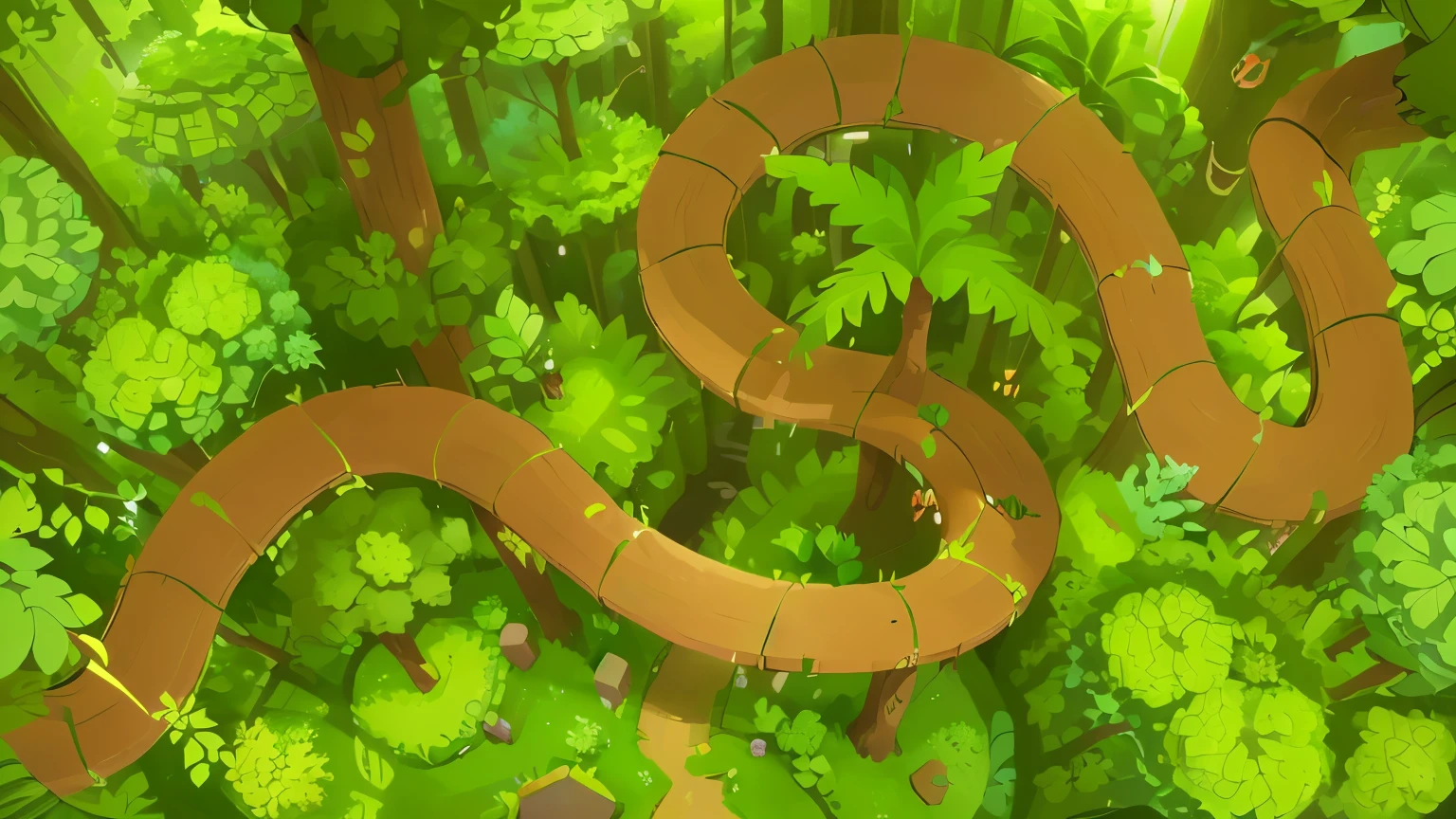 top view of a green forest with trees, game asset of plant and tree, jungle path between forest, stylized vegetation, seamless game texture, separated game asset, detailed 2d illustration, mobile game asset, mobile game background, background art, background lush vegetation, game asset, forest theme, green flora forest, isometric game asset, stylized as a 3d render