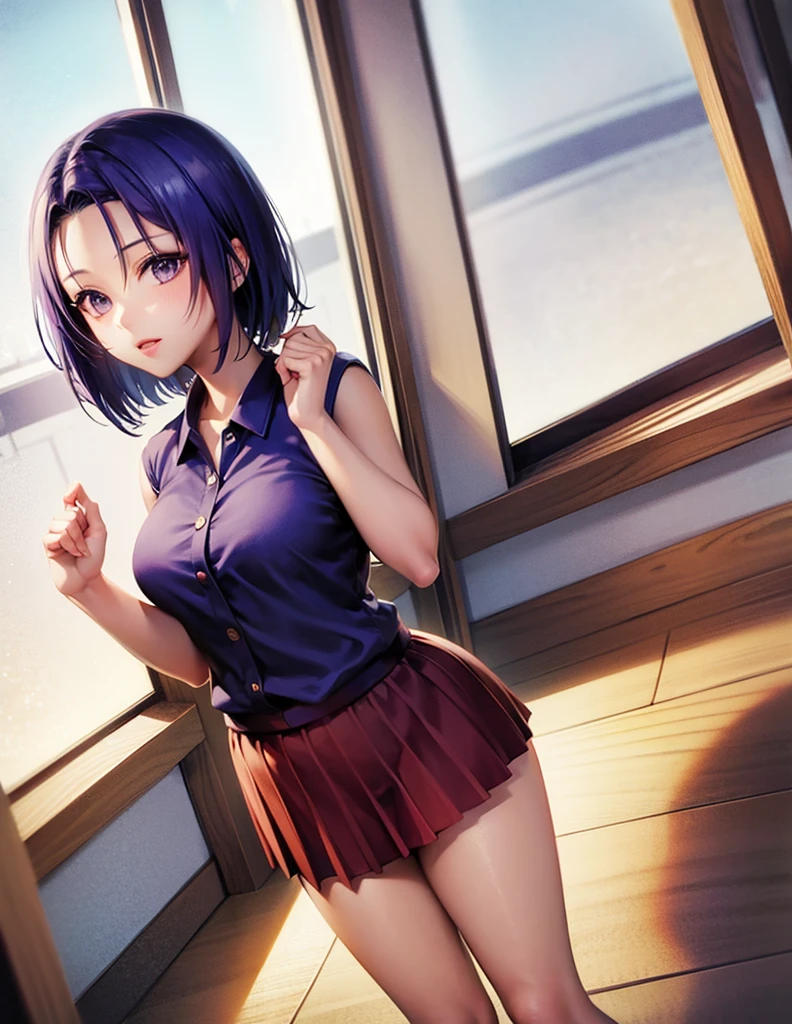 Sairenji Haruna,Haruna Sairenji,standing,uniform,shirt,skirt,short hair