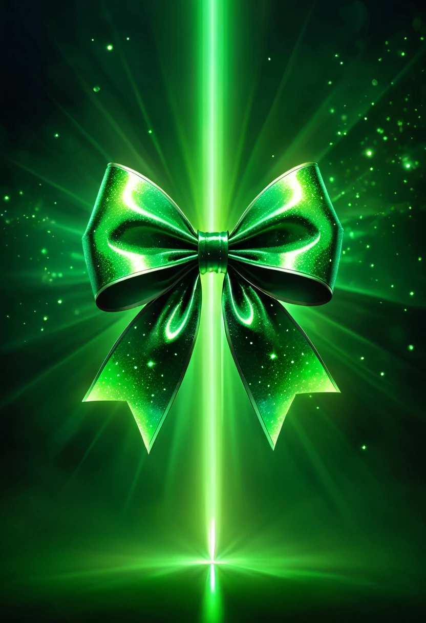 Magic bow, green glow, blessed by nature, mysterious, fantasy background, professional lighting