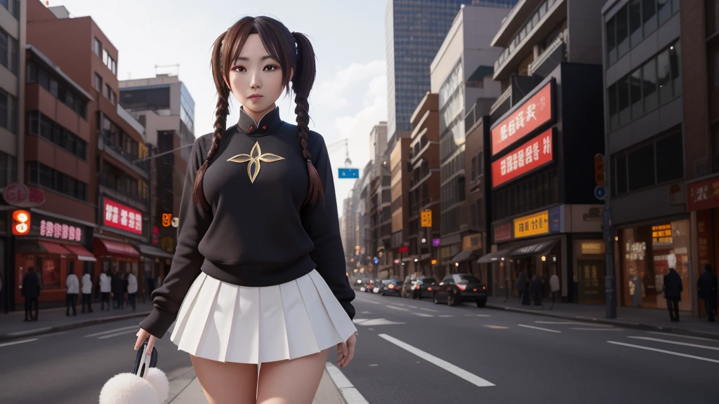 work of art, best qualityer, HuTaoV4, 1 girl, standing alone, blush, twintails, long hair, hair between the eyes, ((Urban clothing)), citys, plein-air, natta, movie poster, 8K extremamente detalhado, Soft, high resolution, ultra quality, cinematic lighting, ambient occlusion, High definition, 2k, 4K, 8K, 16K, extremely detailed anime, detailed faces, perfect composition, wide plan, atmospheric lighting, very sexy, lift skirt, random lumbar angle, no censure, nsfw, no censure